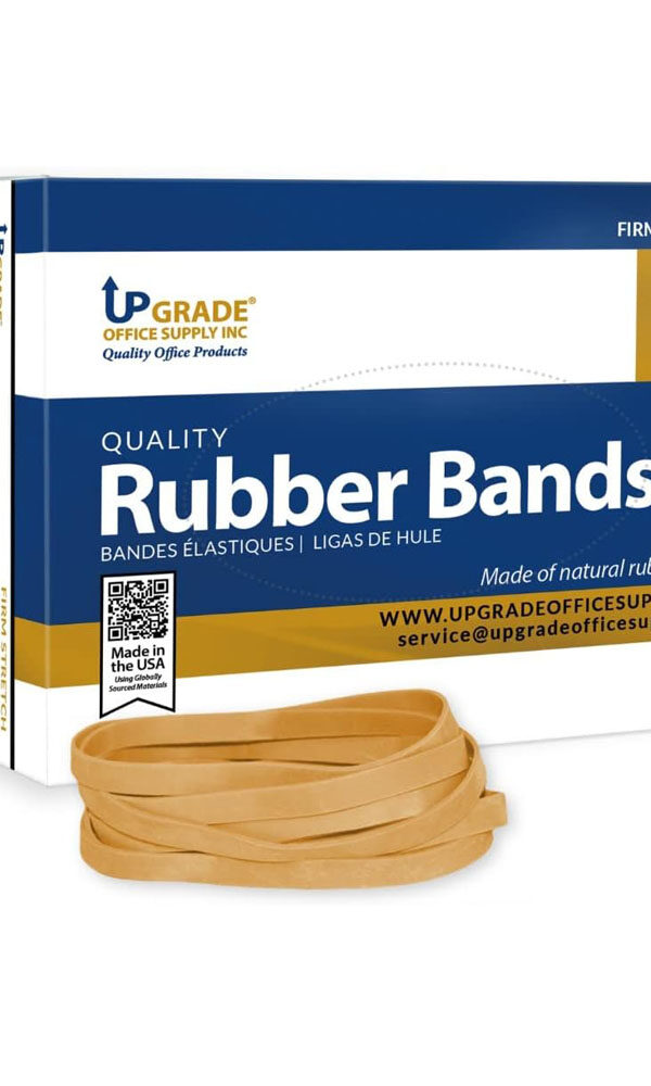 Upgrade Office Supply Rubber Bands, (3-1/2" x 1/4"), Natural Crepe, Made in USA
